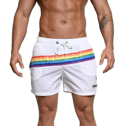 Desmiit Men's Board Shorts Pride Rainbow Beach Short for Men with Pockets
