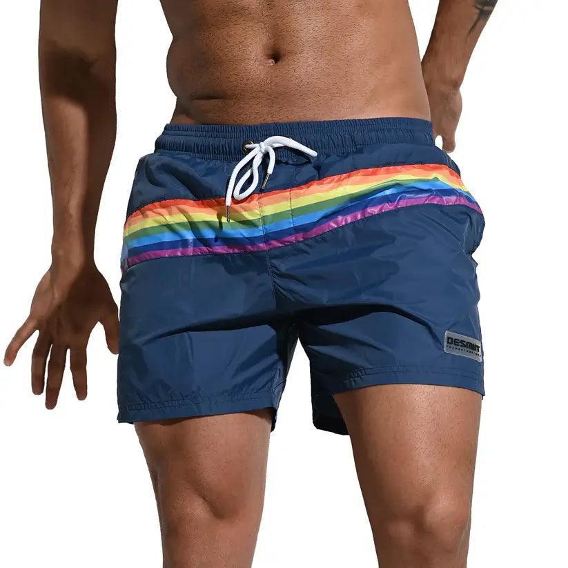 Desmiit Men's Board Shorts Pride Rainbow Beach Short for Men with Pockets