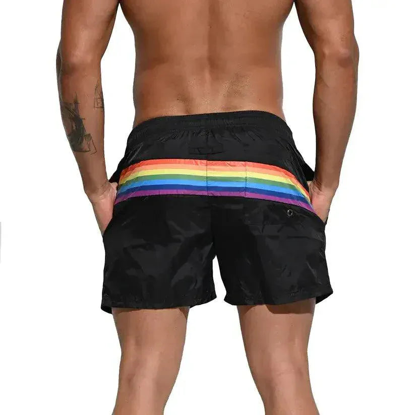 Desmiit Men's Board Shorts Pride Rainbow Beach Short for Men with Pockets