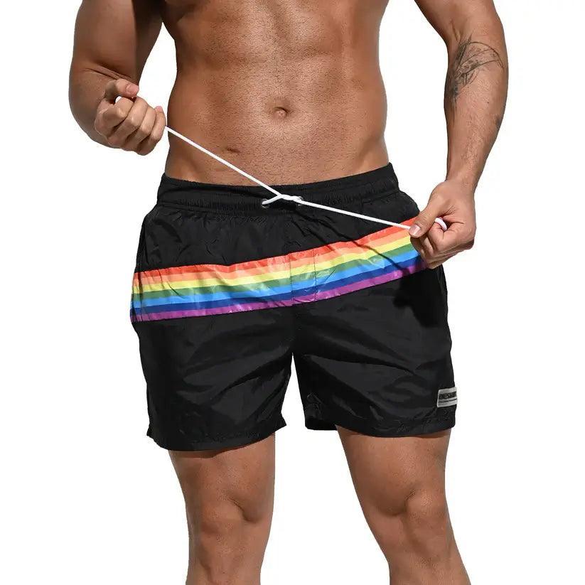 Desmiit Men's Board Shorts Pride Rainbow Beach Short for Men with Pockets