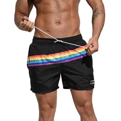 Desmiit Men's Board Shorts Pride Rainbow Beach Short for Men with Pockets