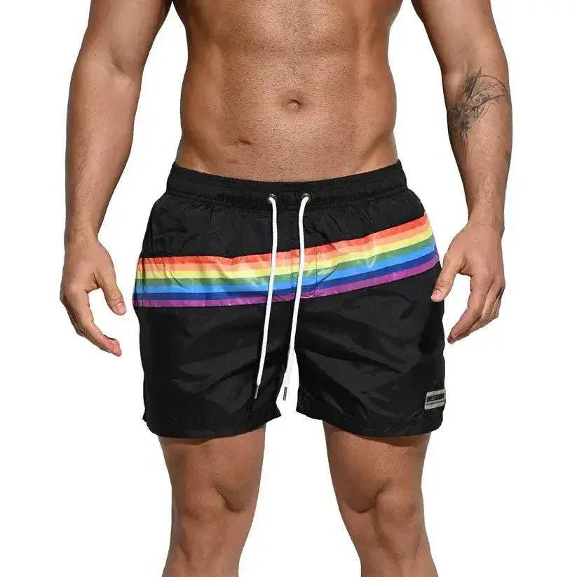 Desmiit Men's Board Shorts Pride Rainbow Beach Short for Men with Pockets