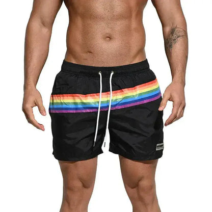 Desmiit Men's Board Shorts Pride Rainbow Beach Short for Men with Pockets