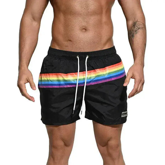 Desmiit Men's Board Shorts Pride Rainbow Beach Short for Men with Pockets