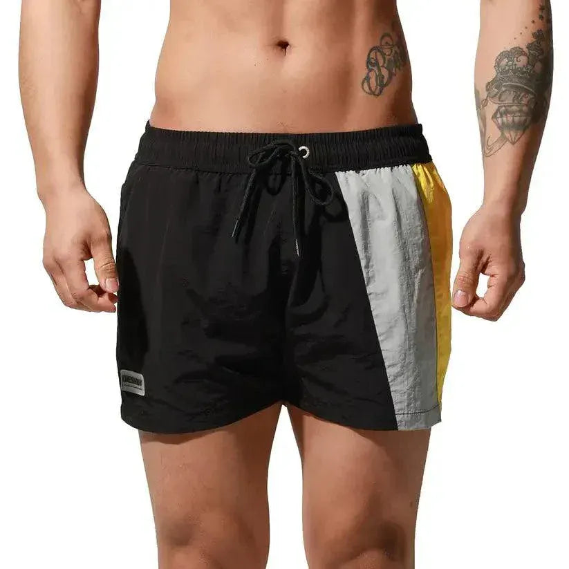 Desmiit Men's Geometric Stitching Board Shorts Swim & Sports Wear