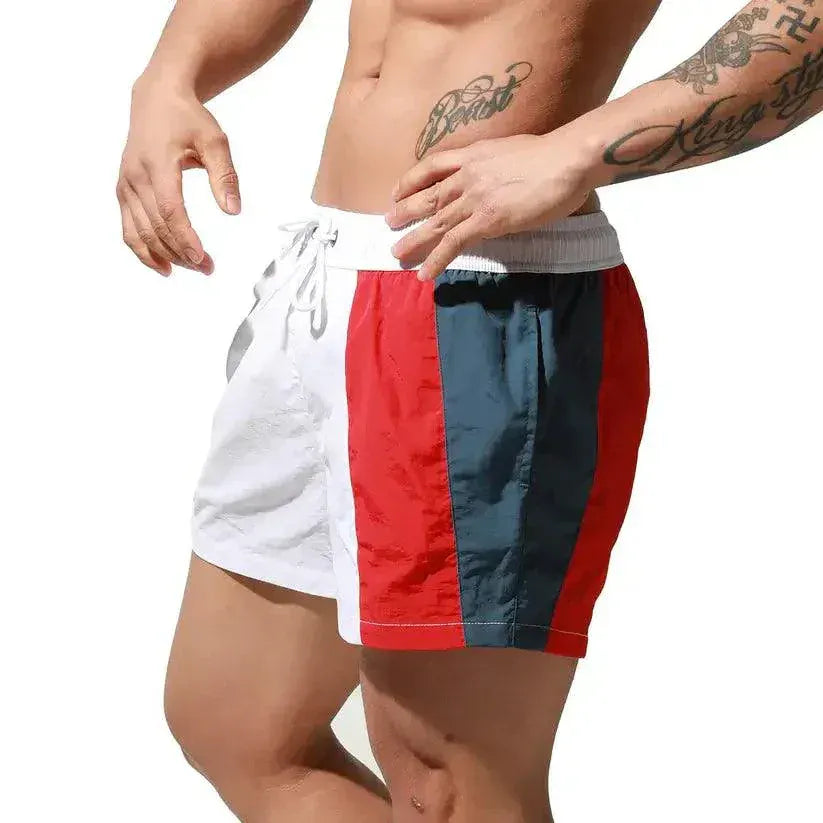 Desmiit Men's Geometric Stitching Board Shorts Swim & Sports Wear