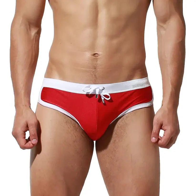 DESMIIT Men's Low Waist Swim Briefs with Removable Pad - His Inwear