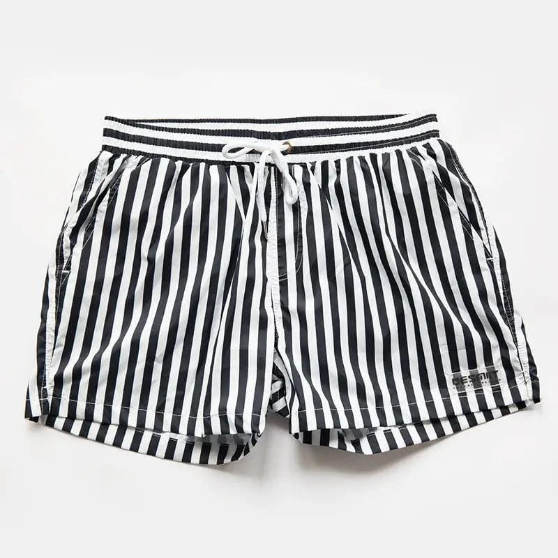 Desmiit Men's Navy Stripe Lined Board Shorts with Pocket Swim Shorts
