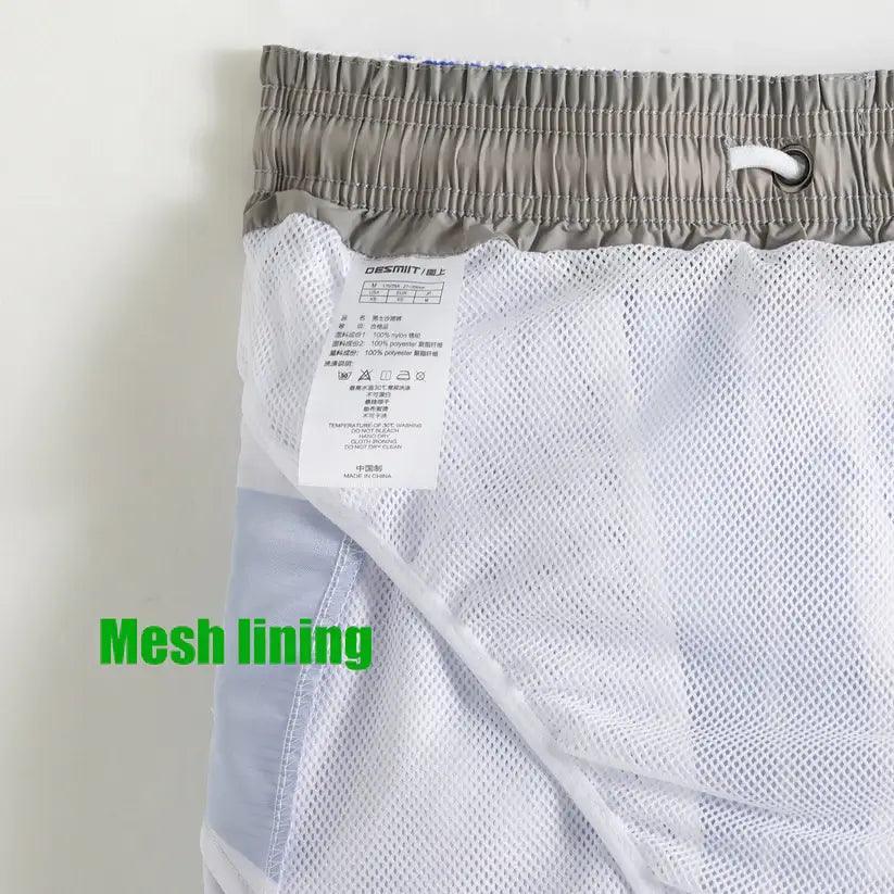 Desmiit Men's Printed Beach Shorts Blue Block Board Shorts with Mesh Lining
