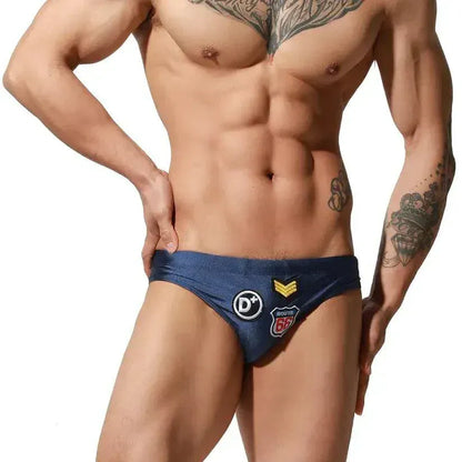 Desmiit Swimwear Beachwear Men's Sexy Low-Rise Swim Briefs with Embroidered