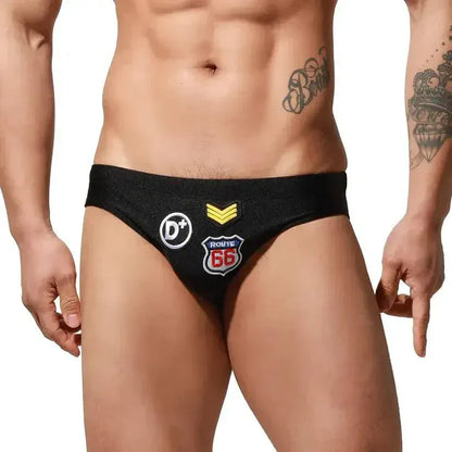 Desmiit Swimwear Beachwear Men's Sexy Low-Rise Swim Briefs with Embroidered
