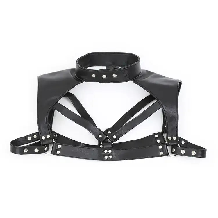 DomiGe DomiGe Men's Black Leather Chest Harness Shirt - Sexy Wear for Stage Performance