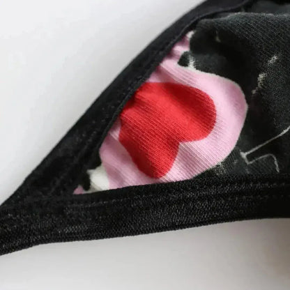 DomiGe DomiGe Men's Cotton Thong Front Opening Male Sexy G-String Love Print