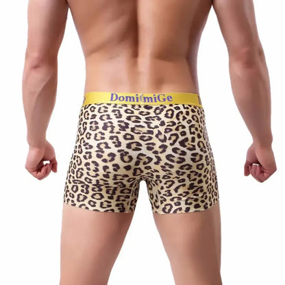 DomiGe DomiGe Men's Leopard Boxer Briefs - Ice Silk Comfort with U Pouch