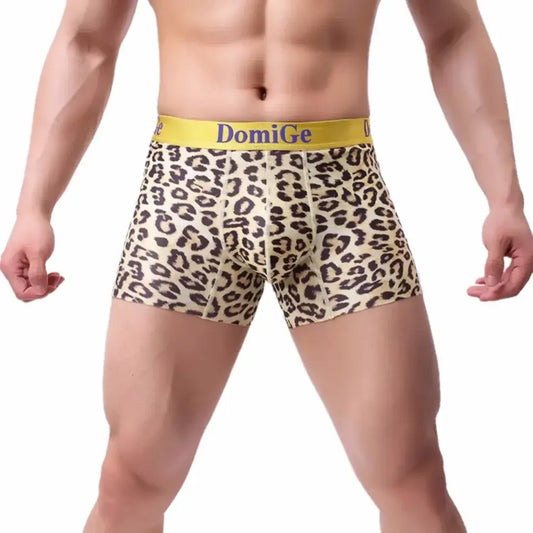 DomiGe DomiGe Men's Leopard Boxer Briefs - Ice Silk Comfort with U Pouch