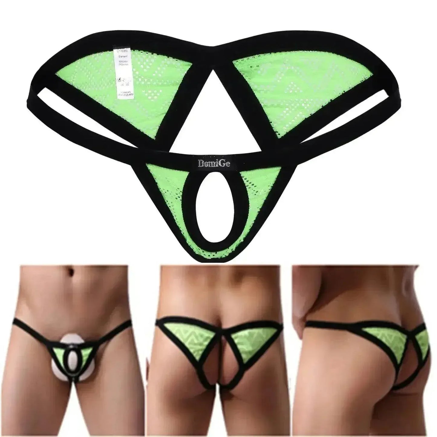 DomiGe DomiGe Men's Low Rise Thong with Dual-Strap and Open Front Design