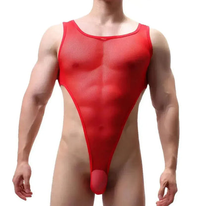 DomiGe DomiGe Men's Mesh Bodysuit Thong Transparent Sexy Underwear