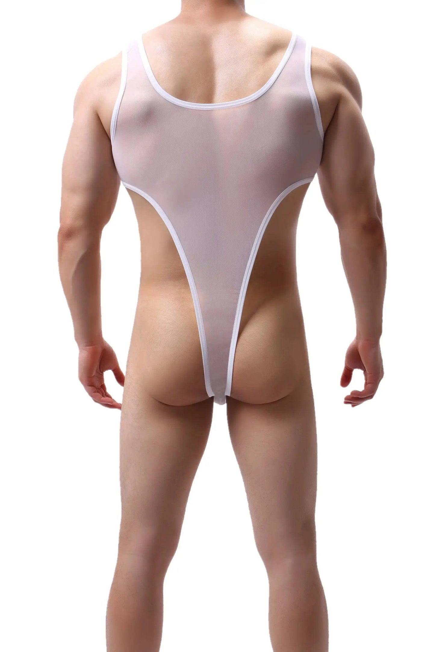 DomiGe DomiGe Men's Mesh Bodysuit Thong Transparent Sexy Underwear