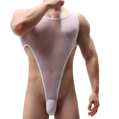 DomiGe DomiGe Men's Mesh Bodysuit Thong Transparent Sexy Underwear