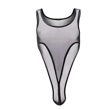 DomiGe DomiGe Men's Mesh Bodysuit Thong Transparent Sexy Underwear