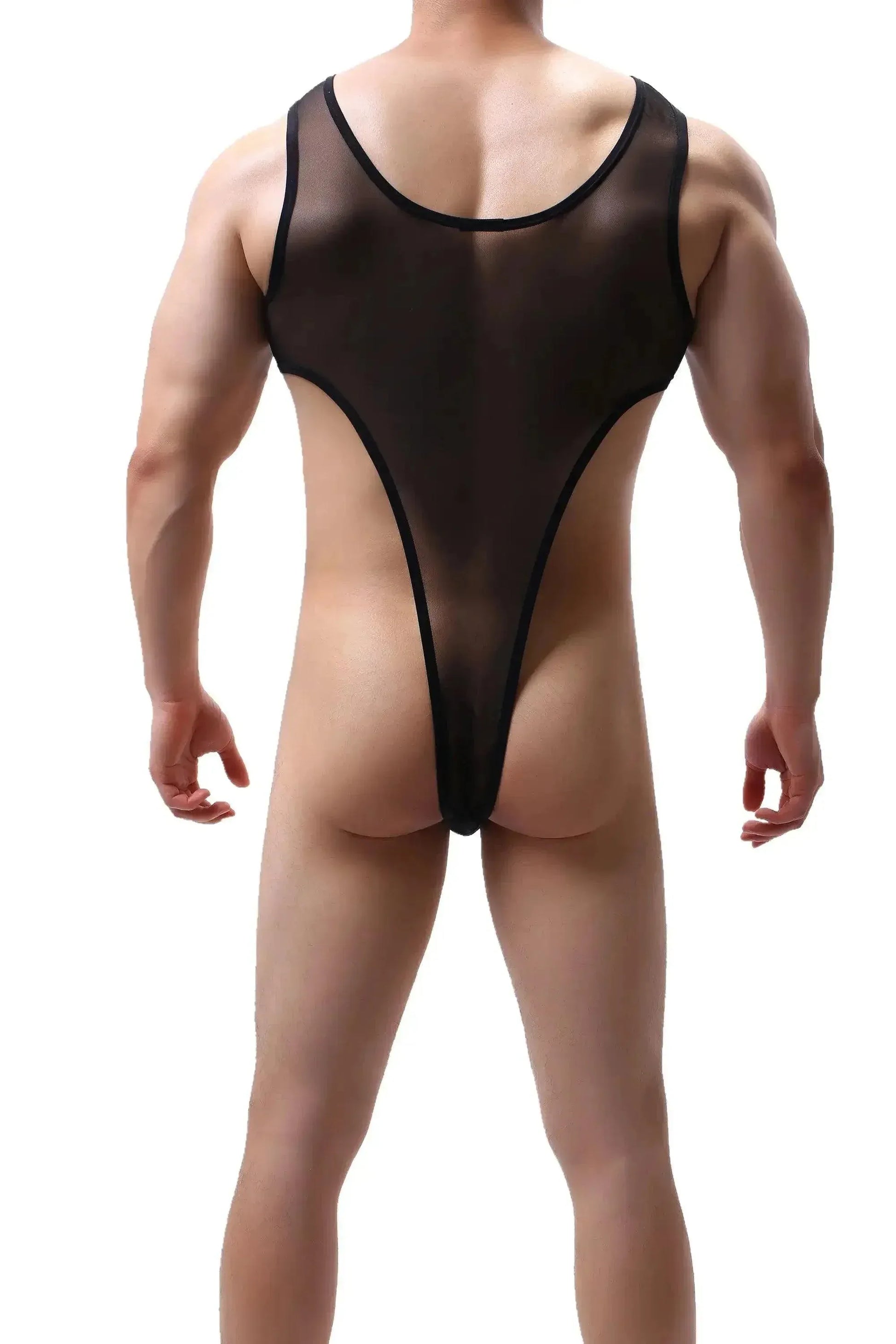 DomiGe DomiGe Men's Mesh Bodysuit Thong Transparent Sexy Underwear