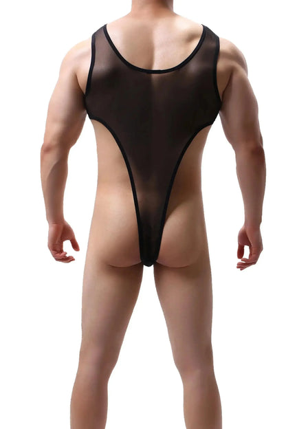 DomiGe DomiGe Men's Mesh Bodysuit Thong Transparent Sexy Underwear