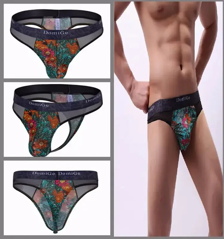 DomiGe DomiGe Men's Modal Thongs Mesh Briefs Sexy Bikini Underwear