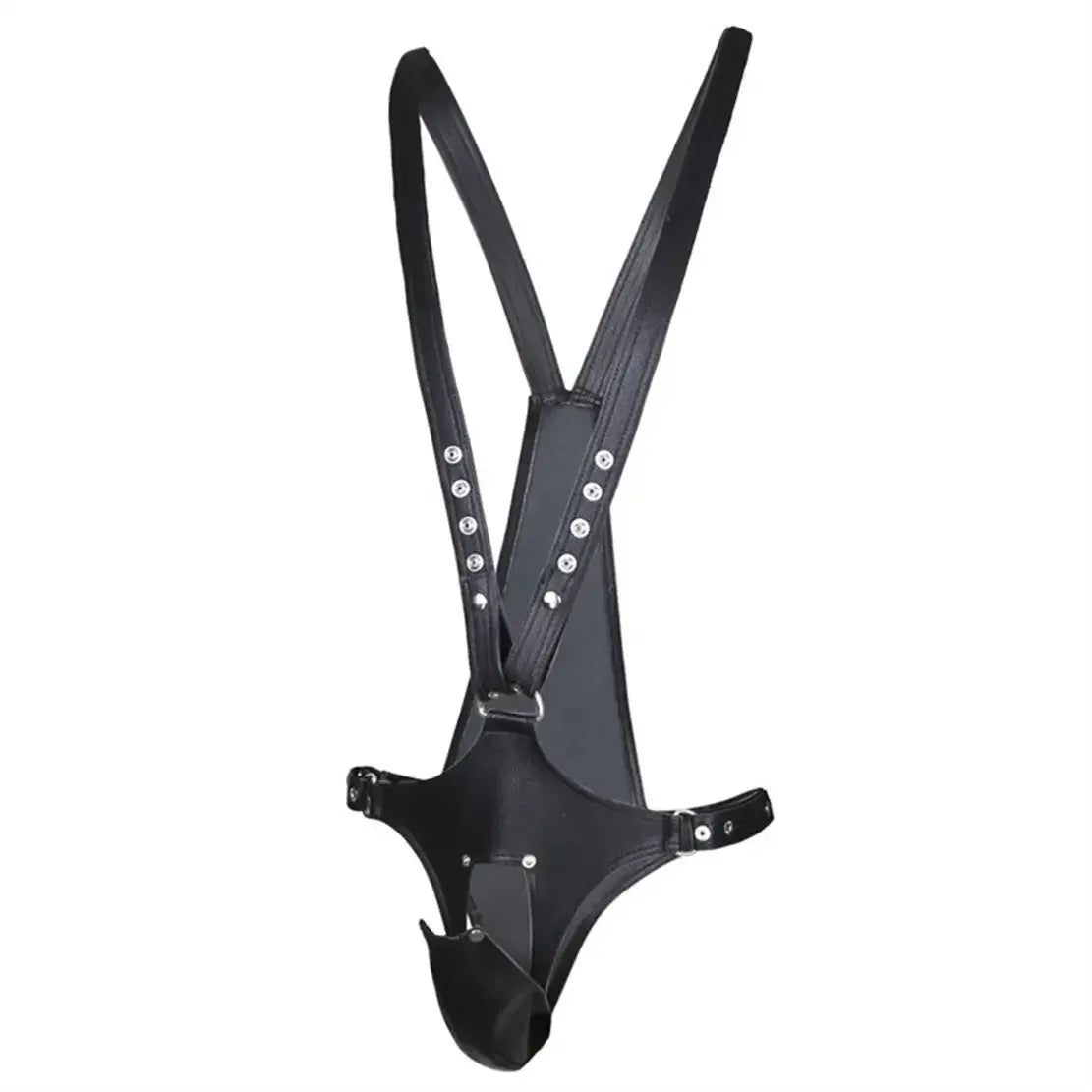 DomiGe DomiGe Men's Sexy Underwear Leather Harness Pants with Pouch, Cross Back Strap Design