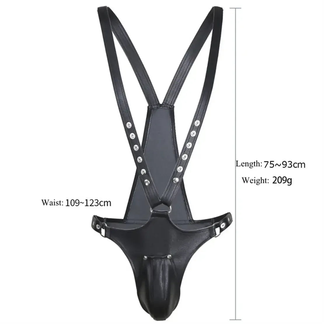 DomiGe DomiGe Men's Sexy Underwear Leather Harness Pants with Pouch, Cross Back Strap Design