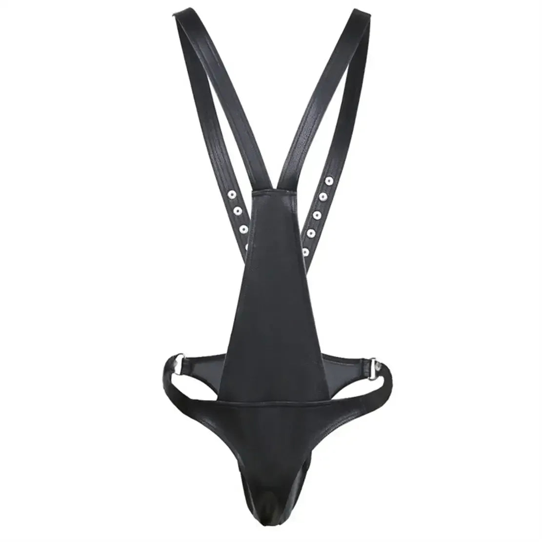 DomiGe DomiGe Men's Sexy Underwear Leather Harness Pants with Pouch, Cross Back Strap Design