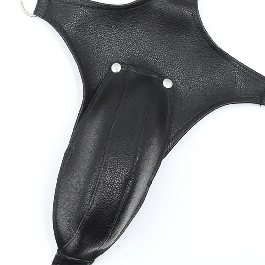 DomiGe DomiGe Men's Sexy Underwear Leather Harness Pants with Pouch, Cross Back Strap Design