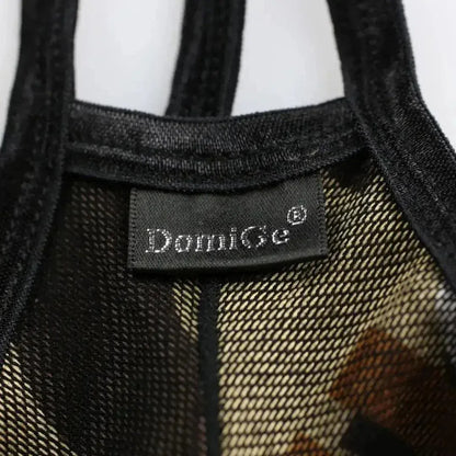 DomiGe DomiGe Men's Thongs Y-Back Strap, Rustic & Black Irregular Prints