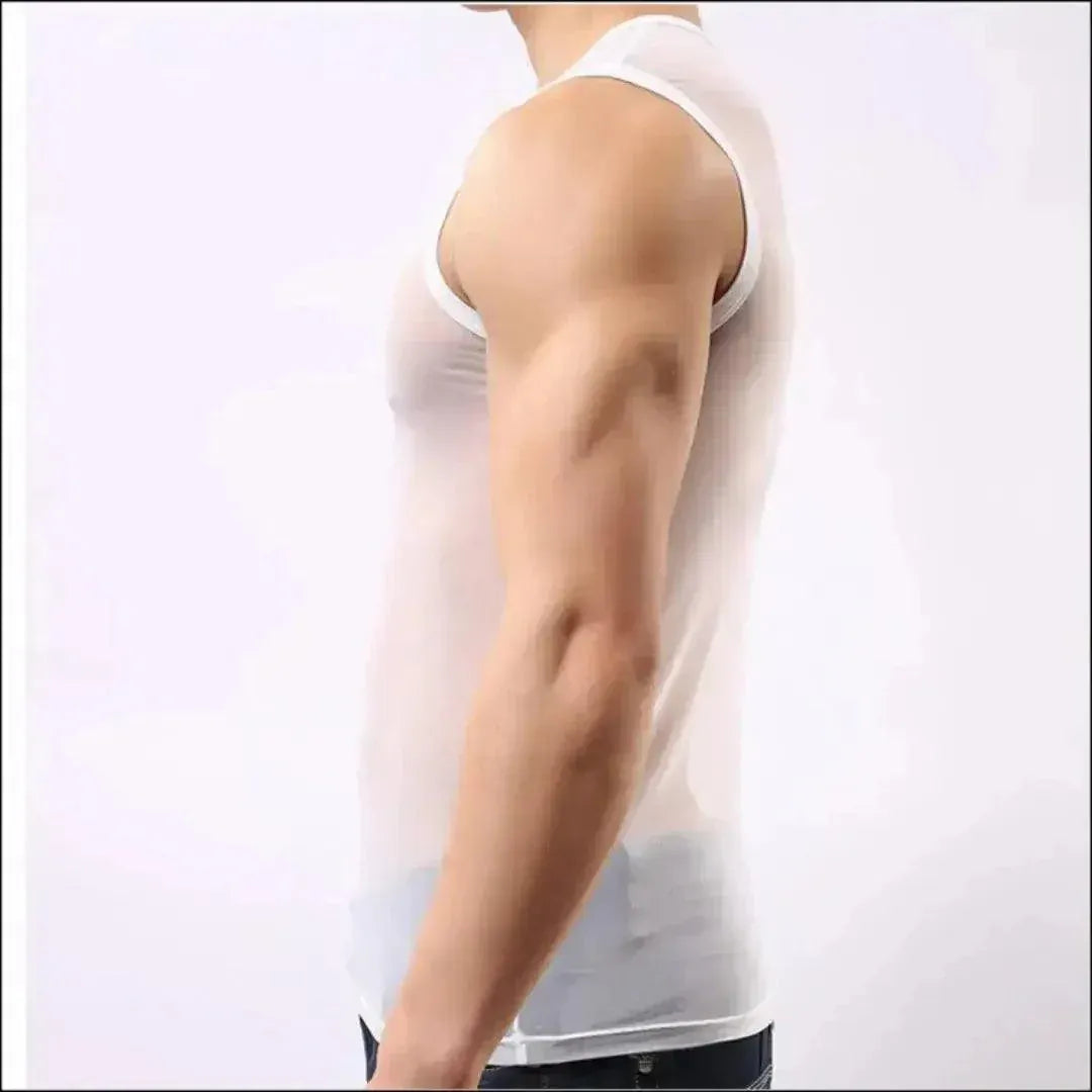 DomiGe DomiGe Men Sexy Shirt Sheer Stretchy Blend Male Underwear Mesh Lace Tops