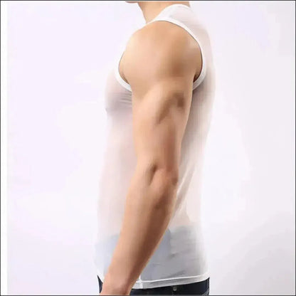 DomiGe DomiGe Men Sexy Shirt Sheer Stretchy Blend Male Underwear Mesh Lace Tops