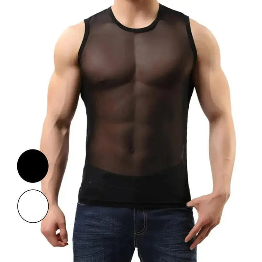 DomiGe DomiGe Men Sexy Shirt Sheer Stretchy Blend Male Underwear Mesh Lace Tops