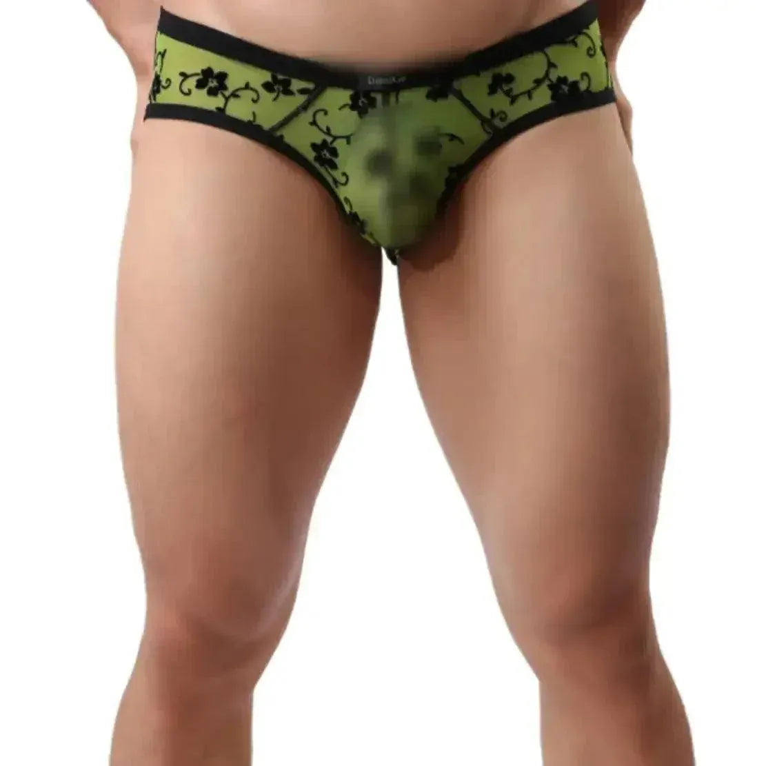 DomiGe DomiGe Mesh Briefs Velvet Sheer Male Skulls Print Sexy Underwear