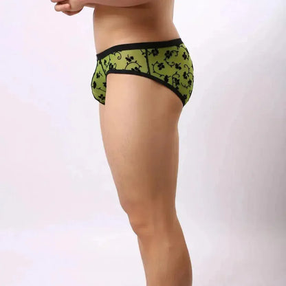 DomiGe DomiGe Mesh Briefs Velvet Sheer Male Skulls Print Sexy Underwear