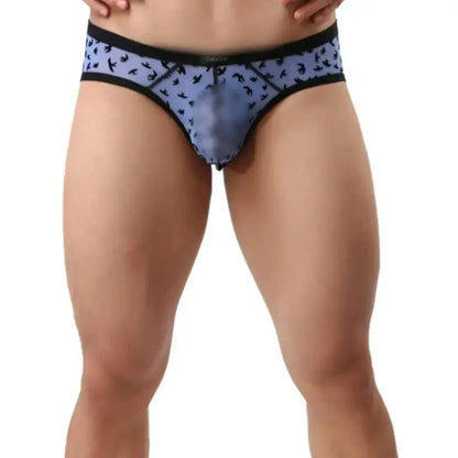 DomiGe DomiGe Mesh Briefs Velvet Sheer Male Skulls Print Sexy Underwear