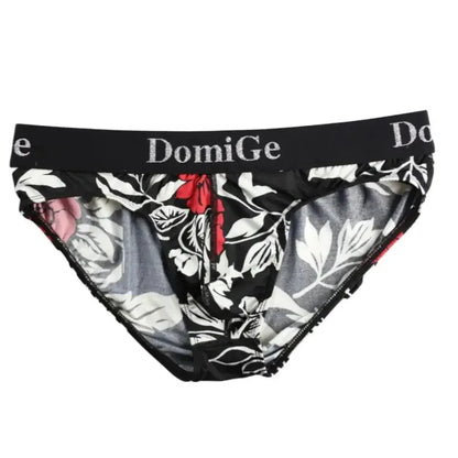 DomiGe DomiGe Mid-Rise Black Flower Printed Briefs Male Underwear