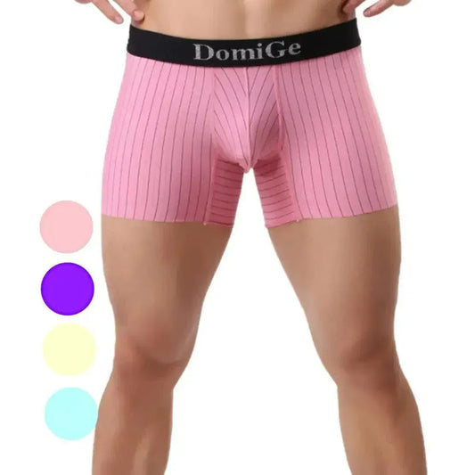 DomiGe DomiGe Striped Boxers Short Male Sheer Net Underwear
