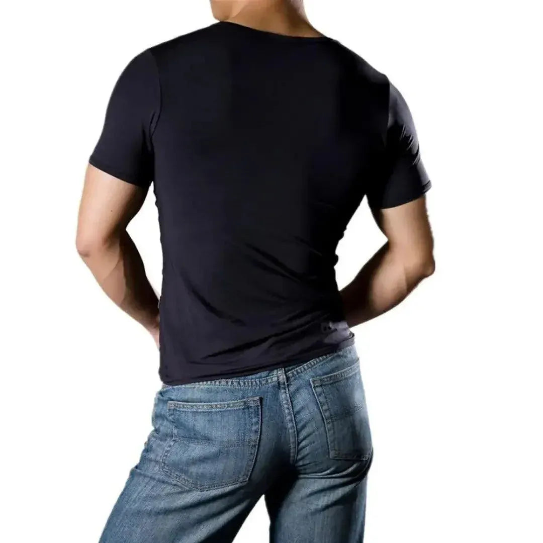 Dominik Dominik Men's High-Stretch Short Sleeve Round Neck Undershirt