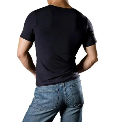 Dominik Dominik Men's High-Stretch Short Sleeve Round Neck Undershirt