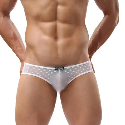 Dominik Dominik Men's Mesh Briefs Sexy Underwear Heart Print Trunks