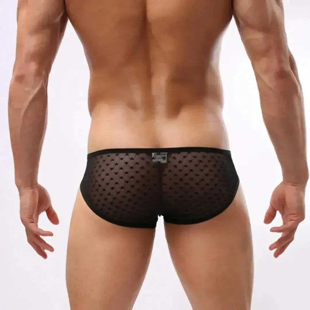Dominik Dominik Men's Mesh Briefs Sexy Underwear Heart Print Trunks