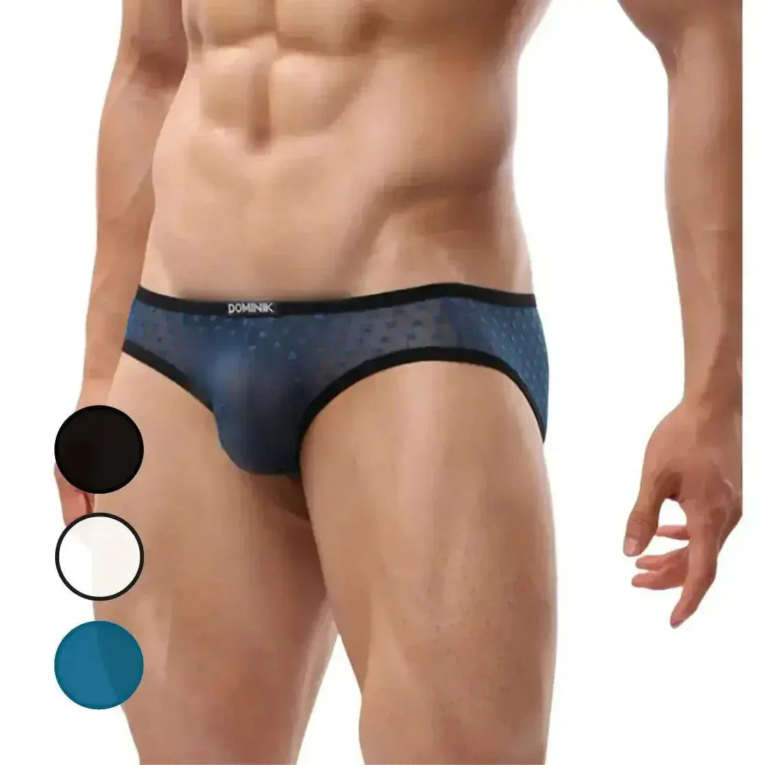 Dominik Dominik Men's Mesh Briefs Sexy Underwear Heart Print Trunks