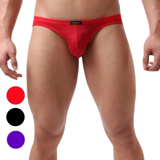 Men's Comfort-Fit Modal Low-Rise Briefs with Embossed Logo Waistband Male Underwear - His Inwear