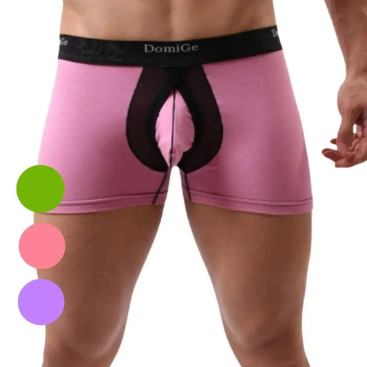 Men's Cotton Stretch Boxer Briefs Enhanced Masculine Fit Extra Room Male Underwear - His Inwear