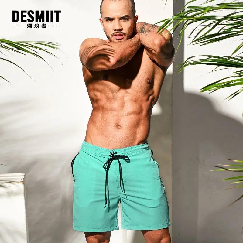 Men's Elastic Board Shorts Solid Swim & Sports Trunks - His Inwear