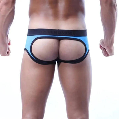 Men's Low-Rise Cheeky Briefs with Bold White Color and Black Accents - His Inwear