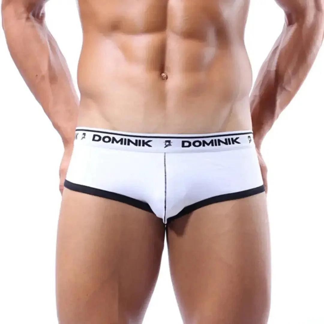 Men's Low-Rise Cheeky Briefs with Bold White Color and Black Accents - His Inwear